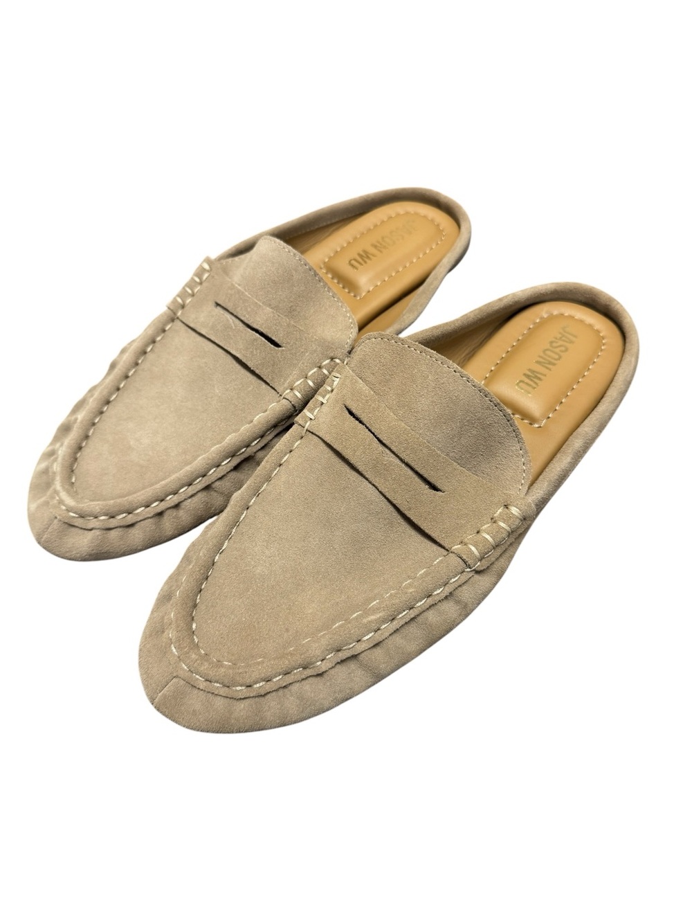 Jason Wu Meeky Suede Leather Backless Slip On Mules Slides Womens Shoes Tan 8